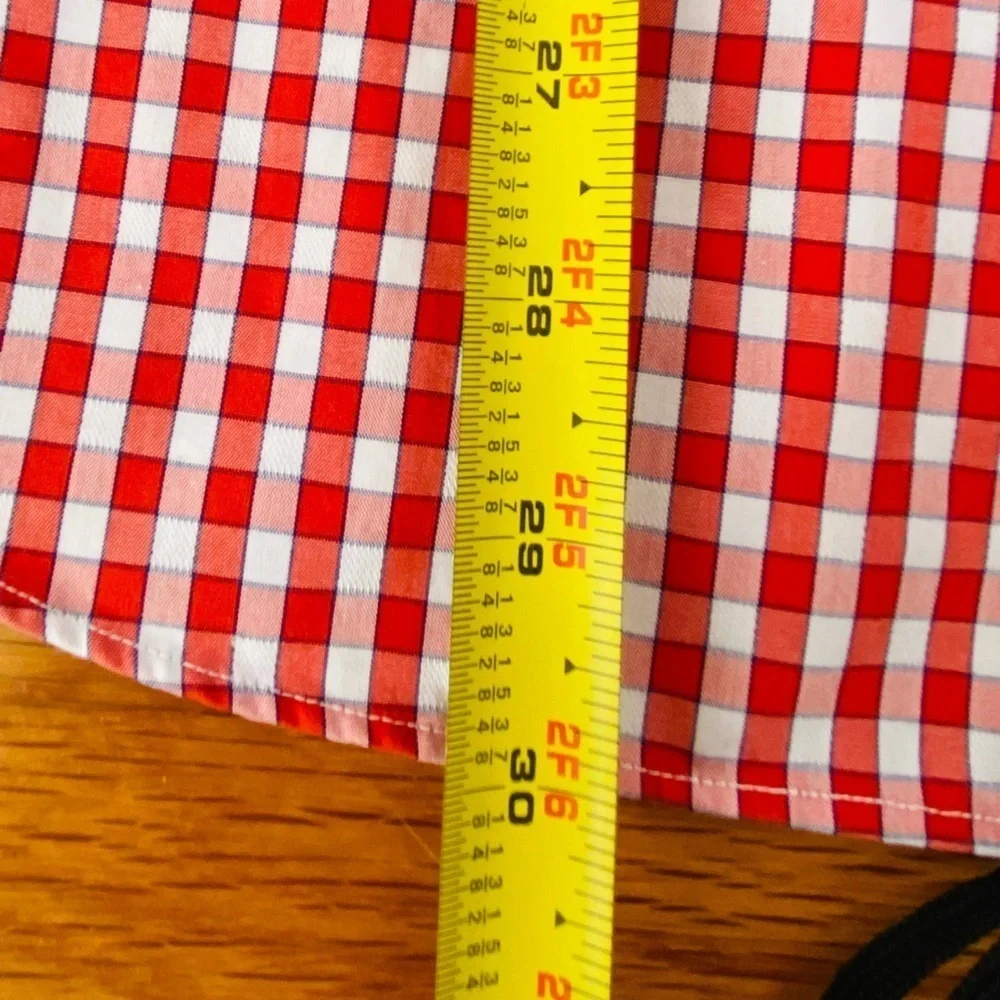 Banana Republic Non Iron Button Up Mens Sz Medium Cayenne Orange Slim Fit Check